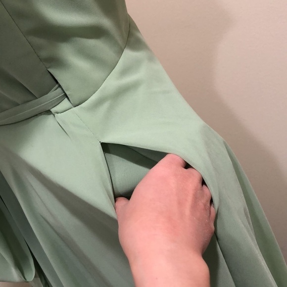 Tulle & Chantilly Wrap Maxi Dress Size 6 Pastel Mint Green Ruffle Gown - Picture 4 of 9